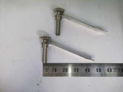 ANTIQUE ERNST LEITZ WETZLAR PAIR CLIPS STAGE MICROSCOPE PART AS PICTURED X5-A-25