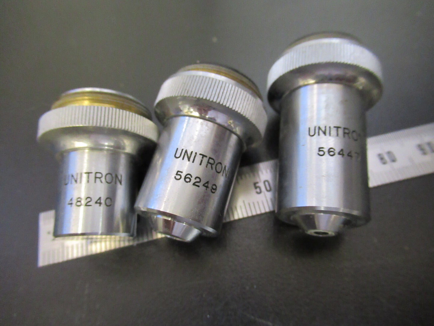 UNITRON LOT JAPAN OBJECTIVE 4X 10X 40X  MICROSCOPE PART AS PICTURED G8-A-56