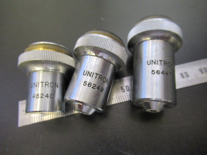 UNITRON LOT JAPAN OBJECTIVE 4X 10X 40X  MICROSCOPE PART AS PICTURED G8-A-56