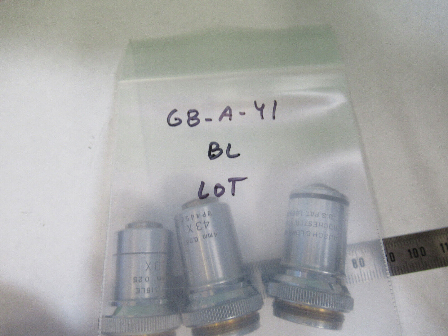 BAUSCH LOMB OBJECTIVE  LOT 10X 43X 97X MICROSCOPE PART AS PICTURED G8-A-41