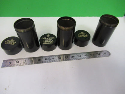 ANTIQUE LOT 3EA OBJECTIVE CANS LEITZ GERMANY MICROSCOPE PART AS PICTURED X5-A-23