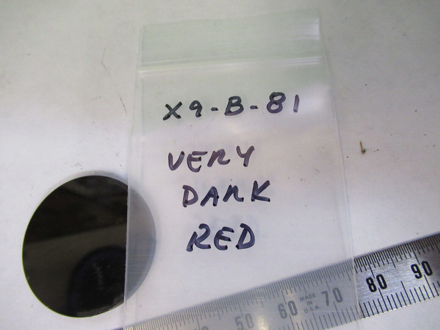 OPTICAL very dark red glass FILTER OPTICS  AS PICTURED X9-B-81