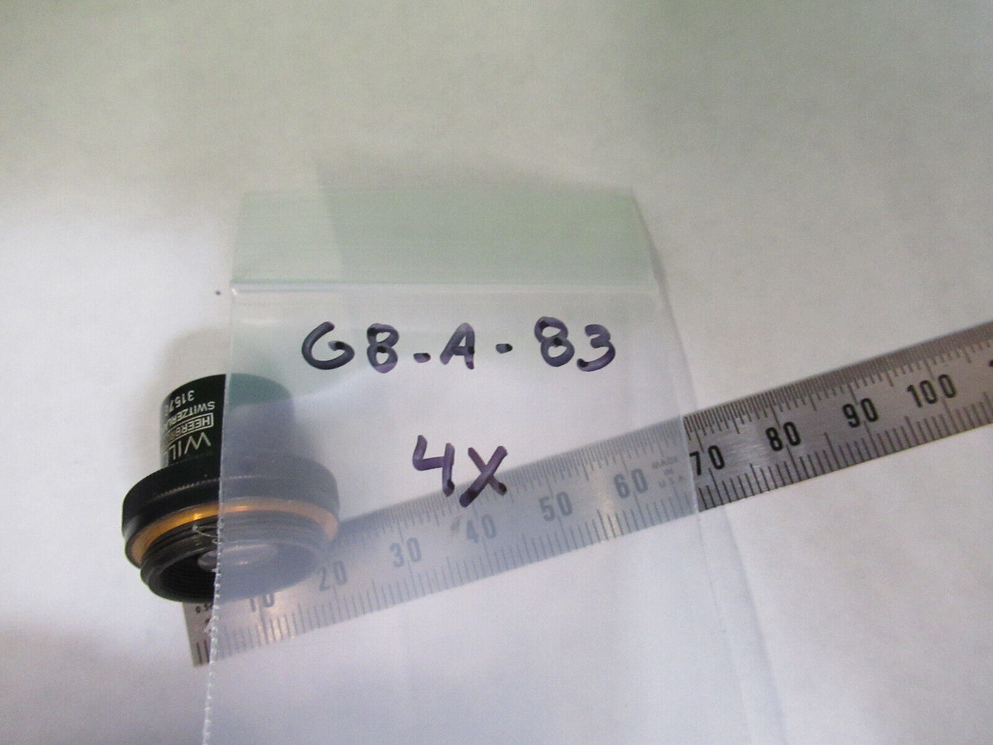 WILD HEERBRUGG SWISS OBJECTIVE 4X LENS MICROSCOPE PART AS PICTURED G8-A-83