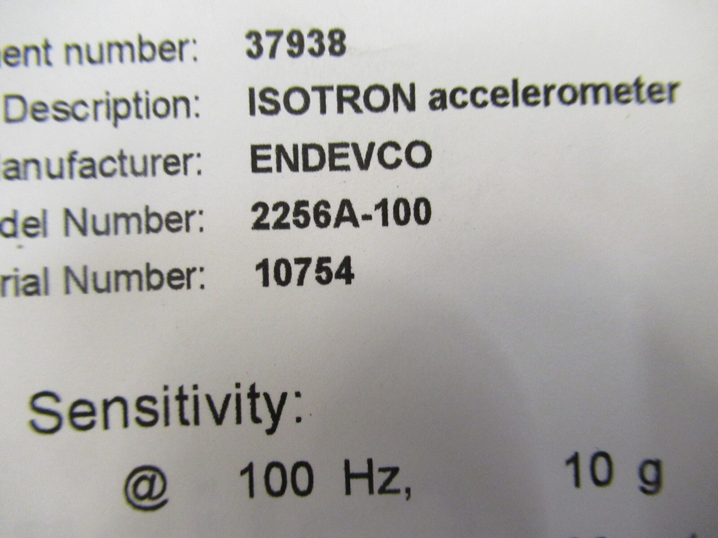 ENDEVCO 2256A-100 100mV/g ACCELEROMETER VIBRATION SENSOR AS PICTURED X5-A-35