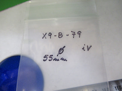 OPTICAL WEIRD BLUE GLASS CONCAVE CONVEX FILTER OPTICS  AS PICTURED X9-B-79