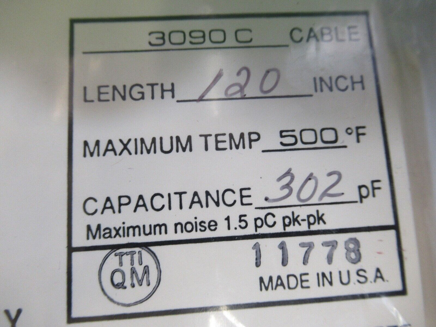 PCB ENDEVCO  3090C LOW NOISE CABLE for ACCELEROMETER PIEZOELECTRIC Z1-FT-97