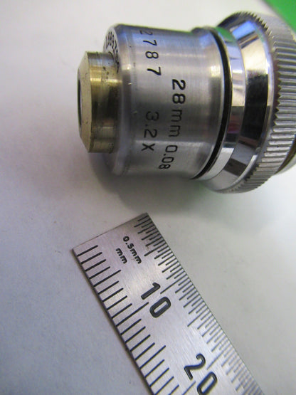 BAUSCH LOMB OBJECTIVE  3.2X 28mm LENS OPTICS MICROSCOPE PART AS PICTURED G8-A-40