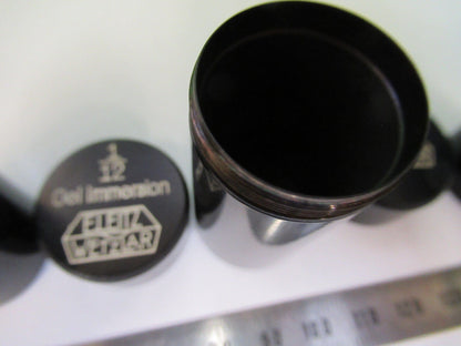 ANTIQUE LOT 3EA OBJECTIVE CANS LEITZ GERMANY MICROSCOPE PART AS PICTURED X5-A-23