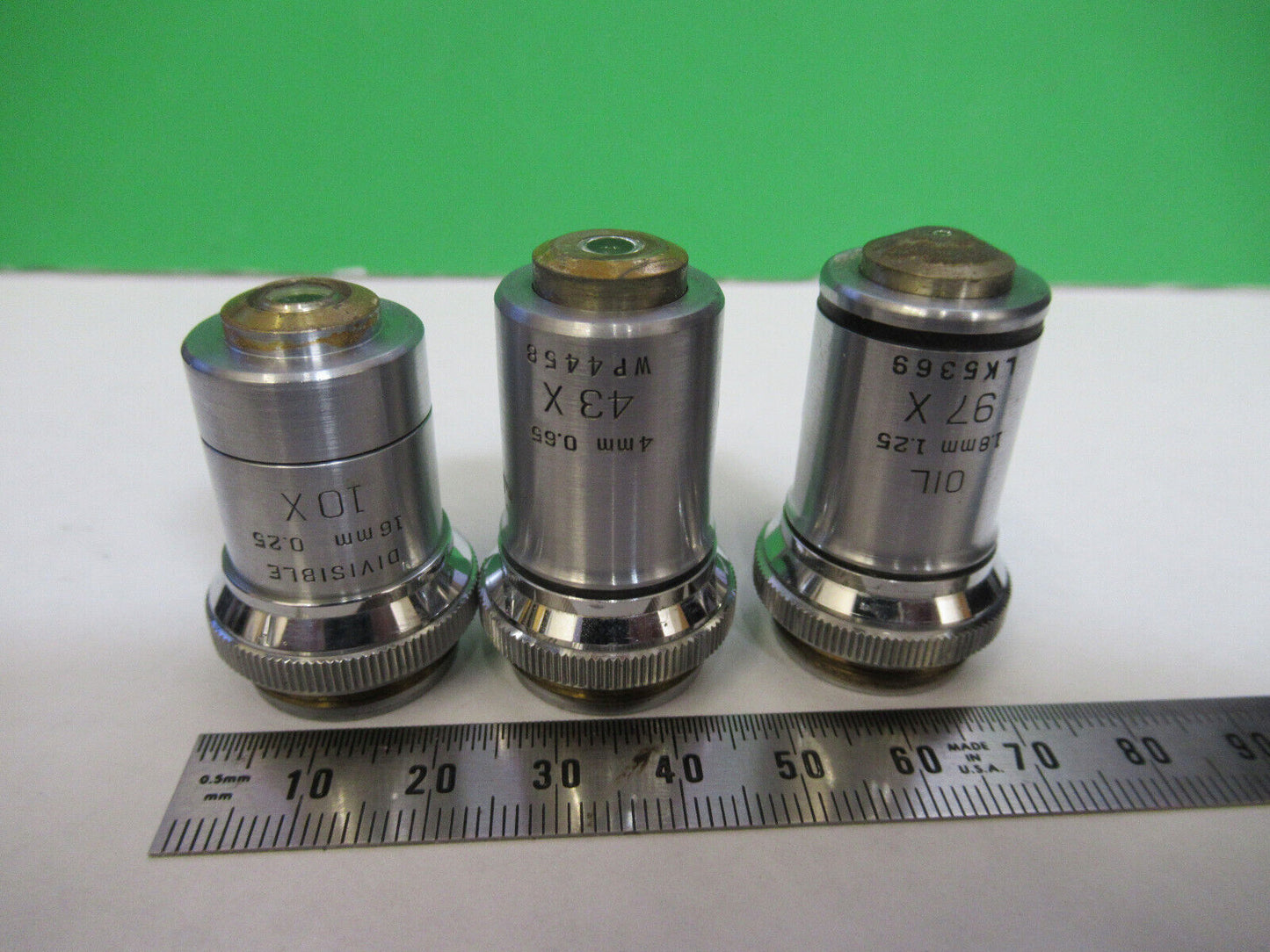 BAUSCH LOMB OBJECTIVE  LOT 10X 43X 97X MICROSCOPE PART AS PICTURED G8-A-41