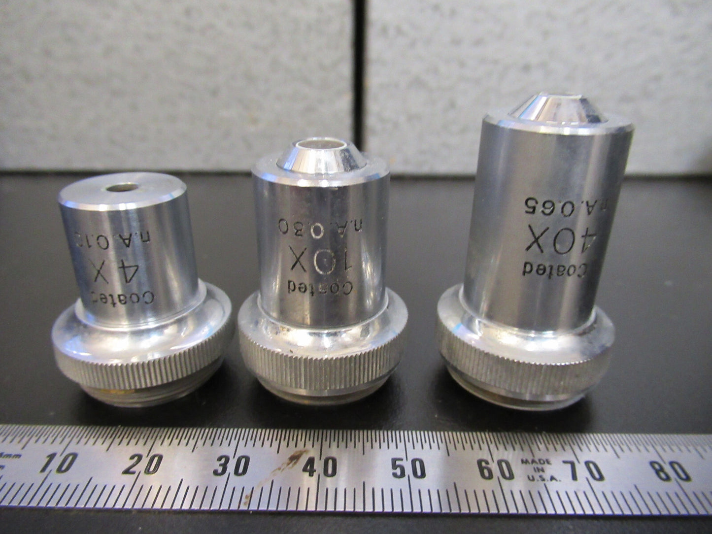 UNITRON LOT JAPAN OBJECTIVE 4X 10X 40X  MICROSCOPE PART AS PICTURED G8-A-56