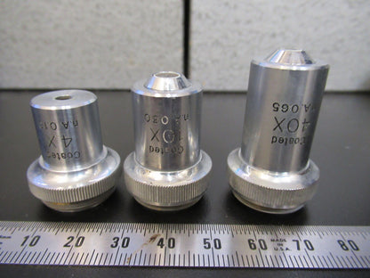 UNITRON LOT JAPAN OBJECTIVE 4X 10X 40X  MICROSCOPE PART AS PICTURED G8-A-56