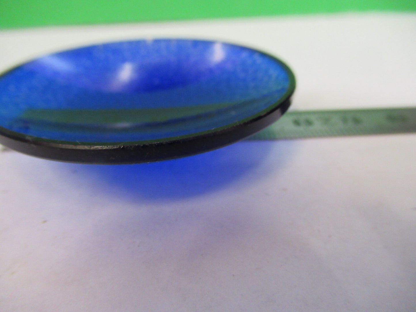 OPTICAL WEIRD BLUE GLASS CONCAVE CONVEX FILTER OPTICS  AS PICTURED X9-B-79