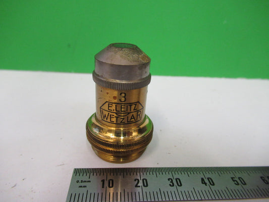 ANTIQUE LEITZ GERMANY OBJECTIVE 10X LENS "3" MICROSCOPE PART AS PICTURED X5-A-30