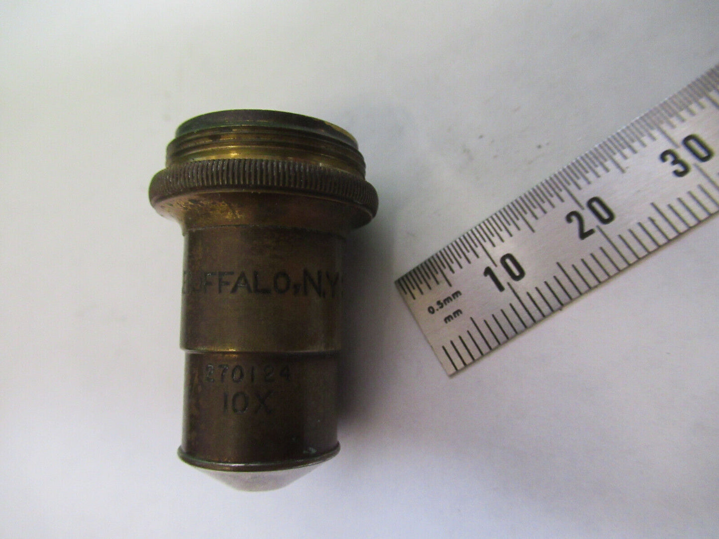 ANTIQUE BRASS BAUSCH LOMB OBJECTIVE 10X MICROSCOPE PART AS PICTURED G8-A-43