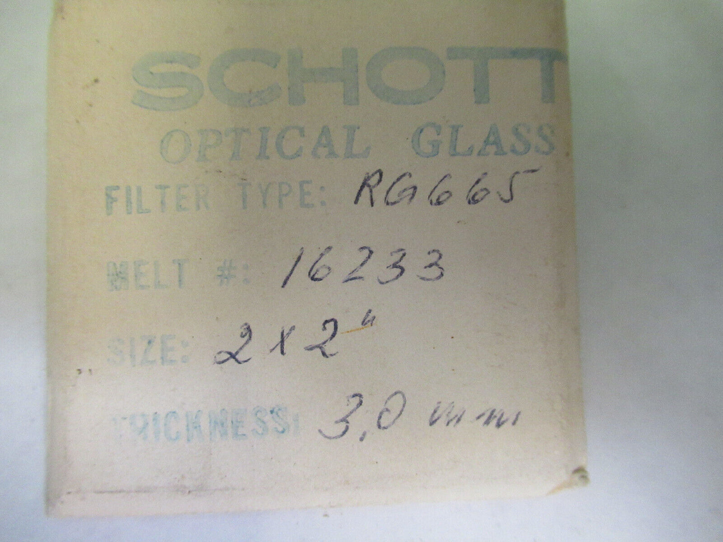 OPTICAL SCHOTT DARK RED FILTER  OPTICS  as pictured X7-A-68