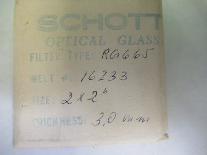OPTICAL SCHOTT DARK RED FILTER  OPTICS  as pictured X7-A-68