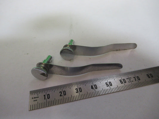American Optical Co. USA Spencer Lens Co. Original Pair Clips Antique Microscope Part