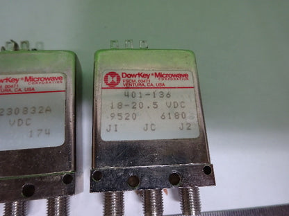 LOT 2 EA SWITCHES DOWKEY  RF MICROWAVE FREQUENCY AS IS #4B-A-14