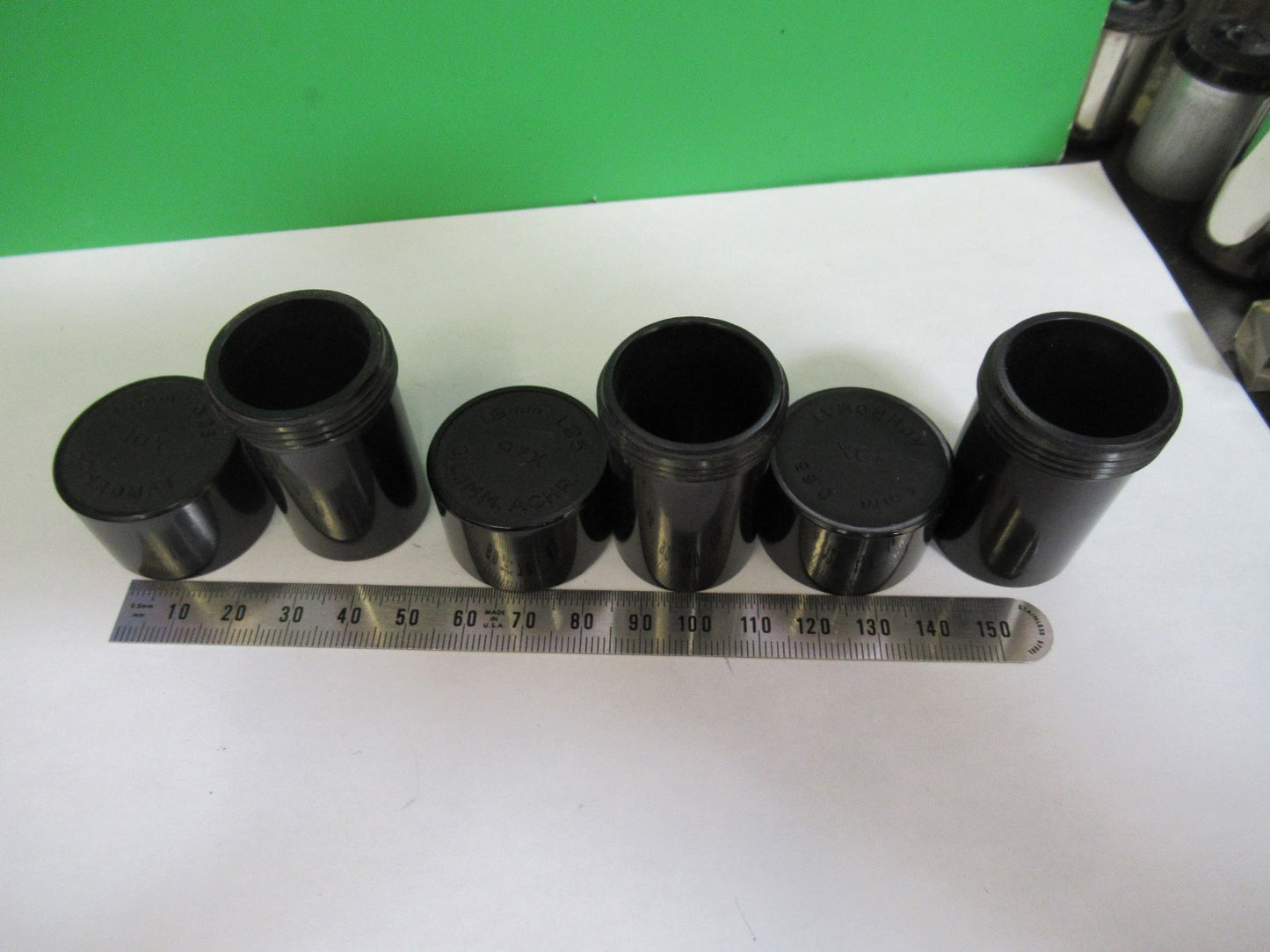 ANTIQUE PLASTIC EMPTY CANS BAUSCH OBJECTIV MICROSCOPE PART AS PICTURED T4-A-31