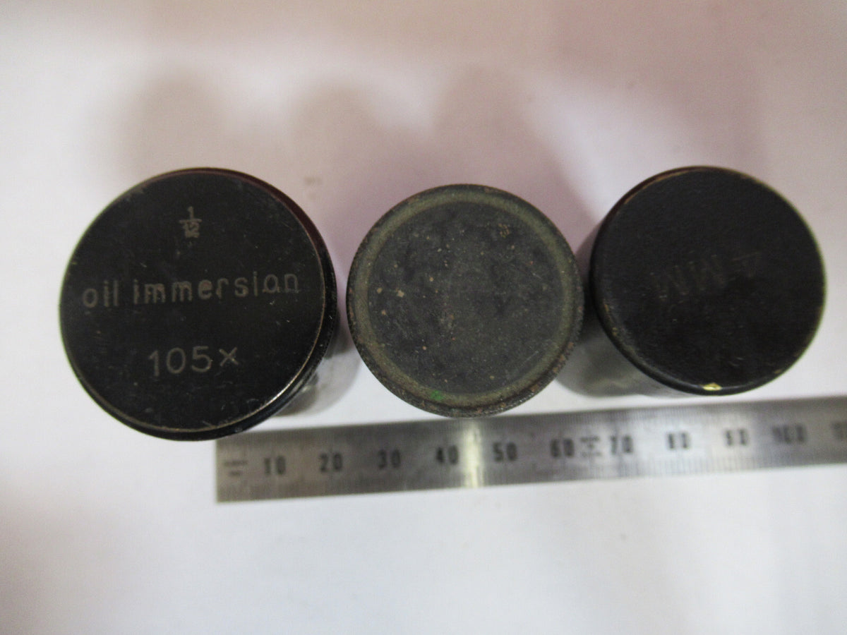 LOT 3EA ANTIQUE BRASS CANISTER OBJECTIVE  MICROSCOPE PART AS PICTURED S3-B-10