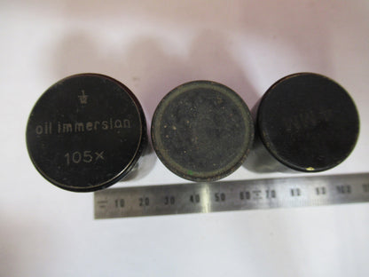 LOT 3EA ANTIQUE BRASS CANISTER OBJECTIVE  MICROSCOPE PART AS PICTURED S3-B-10