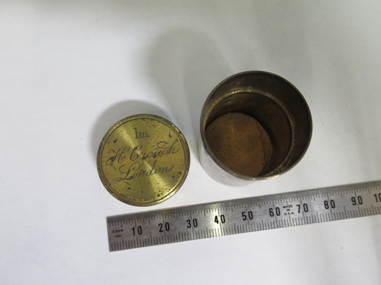 ANTIQUE BRASS EMPTY H. CROUCH UK OBJECTIVE CANISTER MICROSCOPE PART T6-A-28