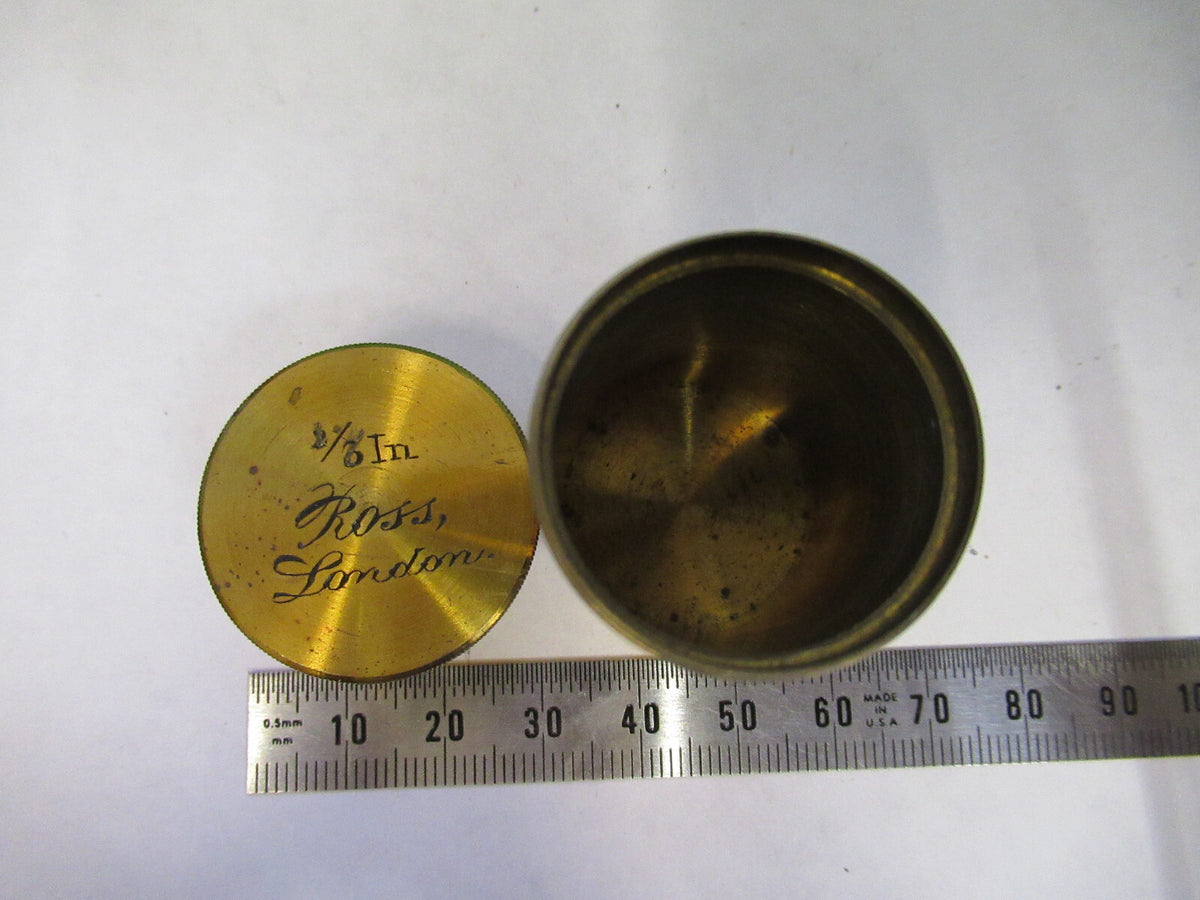 ROSS LONDON EMPTY CANISTER ANTIQUE BRASS OBJECTIVE MICROSCOPE AS PIC S1-B-69