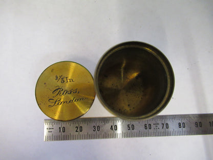 ROSS LONDON EMPTY CANISTER ANTIQUE BRASS OBJECTIVE MICROSCOPE AS PIC S1-B-69