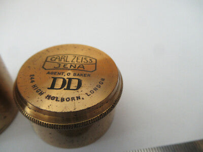 ANTIQUE CARL ZEISS EMPTY BRASS DD OBJECTIVE CAN MICROSCOPE PART AS PIC &F2-A-107