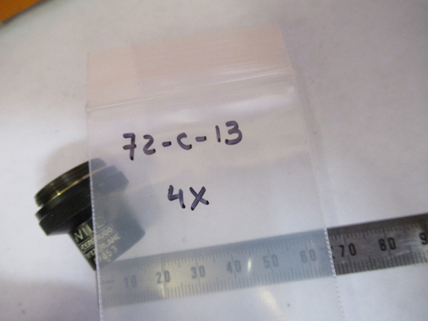WILD M11 SWISS HEERBRUGG OBJECTIVE 4X LENS MICROSCOPE PART AS PICTURED 72-C-13