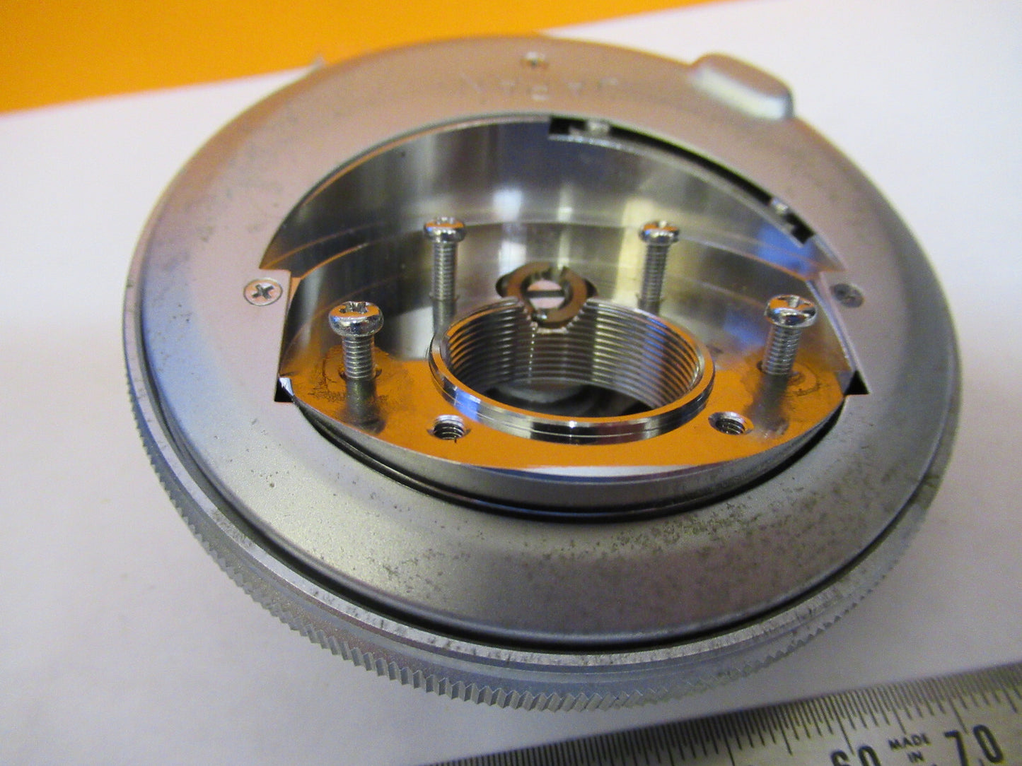 OLYMPUS JAPAN NOSEPIECE QUADRUPLE MICROSCOPE PART AS PICTURED Q9-FT-88