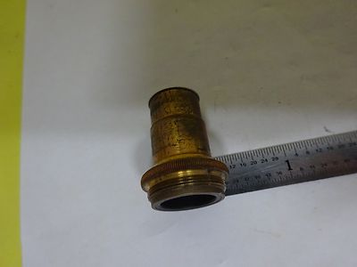 MICROSCOPE PART OBJECTIVE VINTAGE BRASS SPENCER 10X OPTICS BIN#X5-18