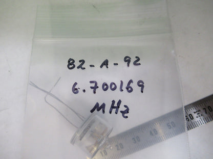 SPACE 6.70017 MHz QUARTZ CRYSTAL FREQUENCY CONTROL BLILEY BG61 GLASS PCK 82-A-92