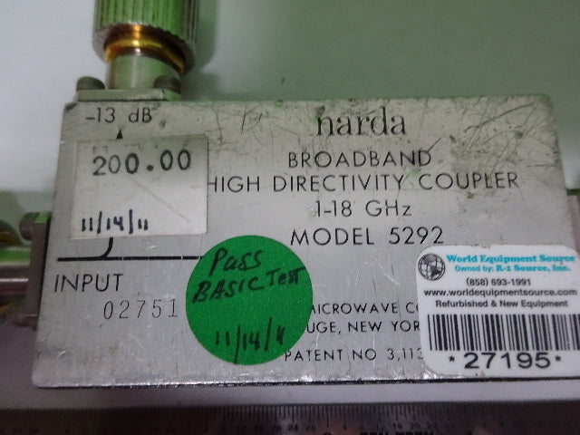 Narda Broadband Directional Coupler 18 GHz Frequency RF Microwave