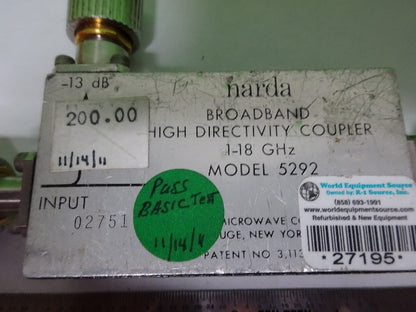 Narda Broadband Directional Coupler 18 GHz Frequency RF Microwave