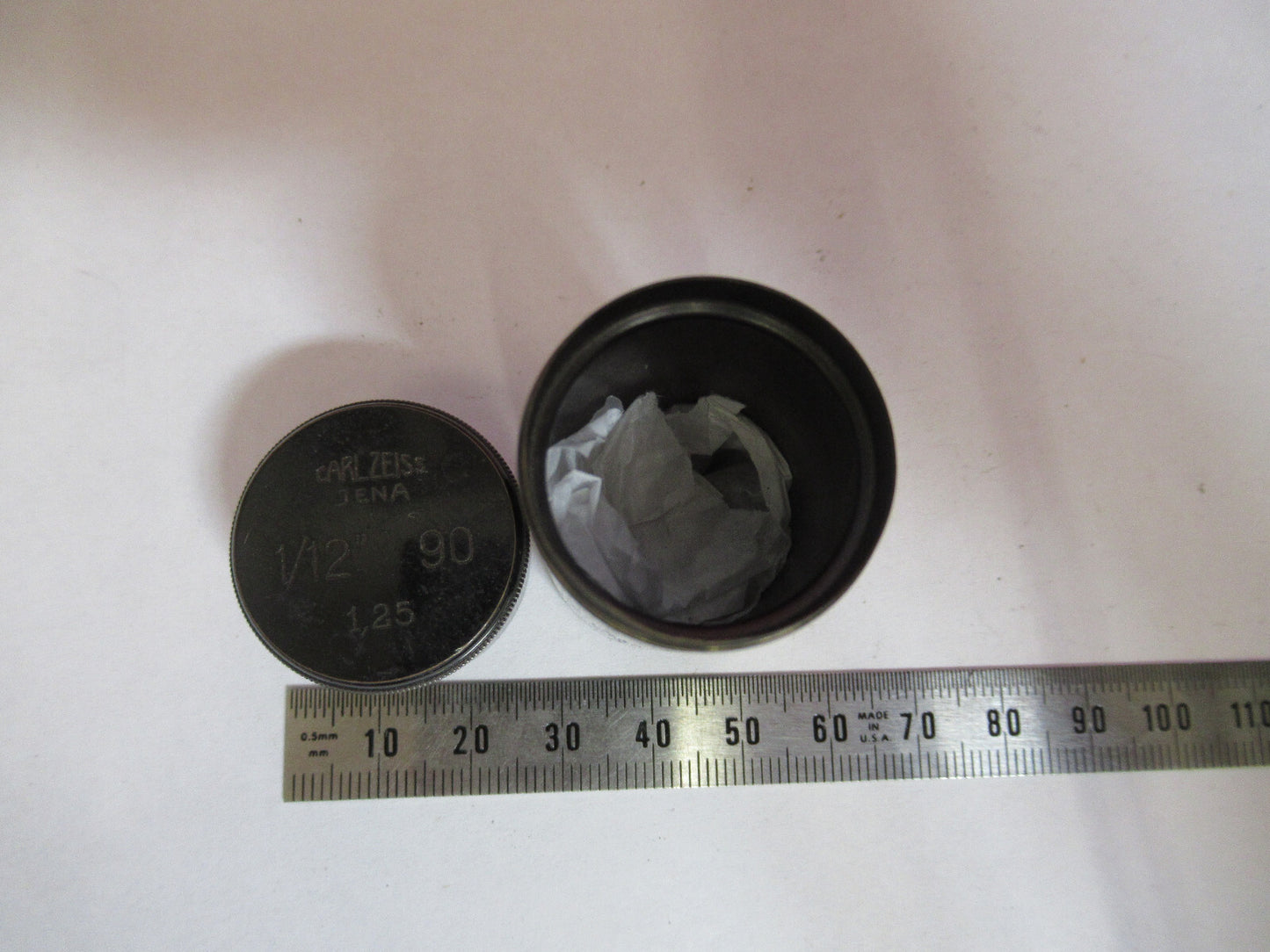 ANTIQUE BRASS EMPTY OBJECTIVE CAN ZEISS MICROSCOPE PART AS PICTURED F8-A-52
