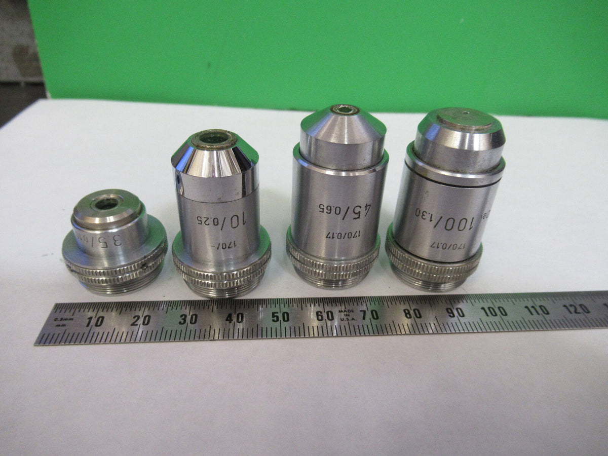 Lot Ernst Leitz Germany Objective 3.5X 10X 45X 100X Microscope Part