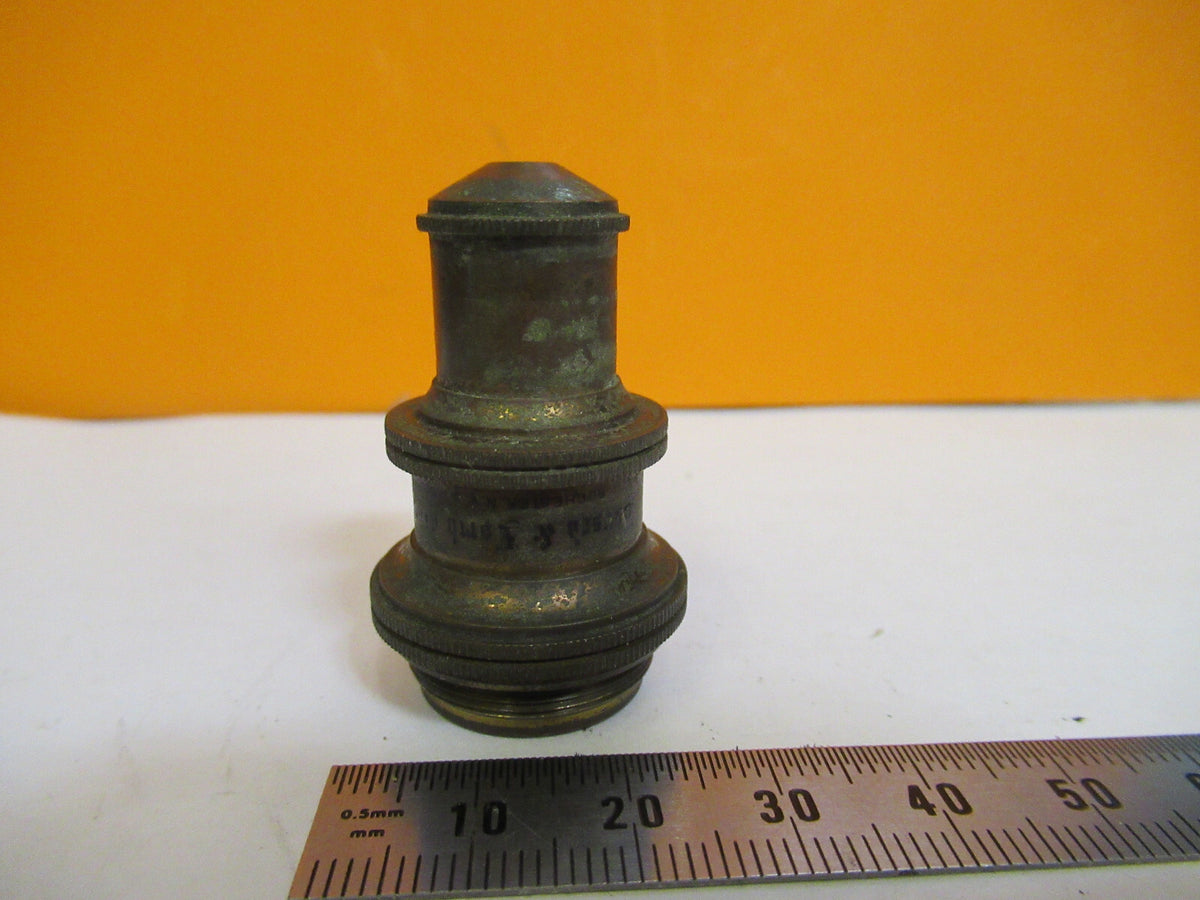 ANTIQUE  BRASS BAUSCH LOMB OBJECTIVE 1/6 MICROSCOPE PART AS PICTURED S4-B-38
