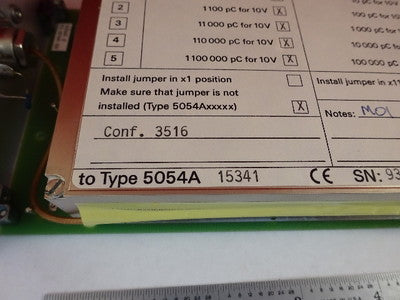 KISTLER 5054A CHARGE AMPLIFIER BOARD PRESSURE ACCELEROMETER FORCE AS IS #80-33
