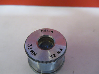 BECK UK 32mm OBJECTIVE LENS OPTICS MICROSCOPE PART AS PICTURED &Q3-B-47