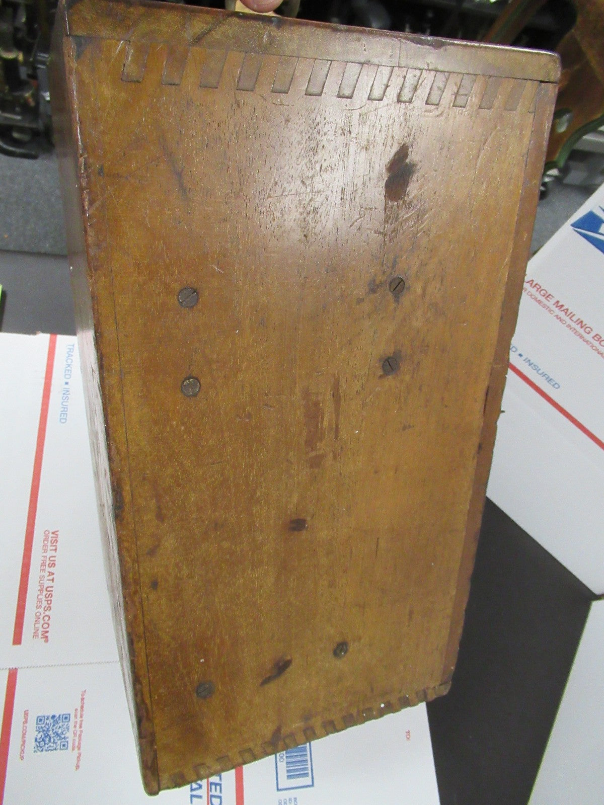 ANTIQUE WOOD CABINET EMPTY CARL ZEISS  1900's with key  MICROSCOPE PART TA-5-b