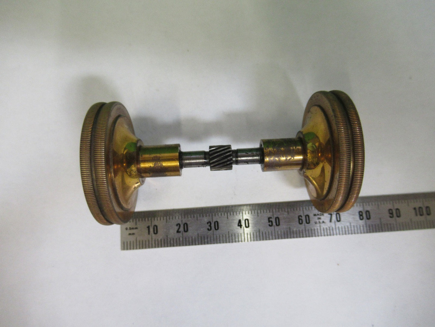 ANTIQUE BAUSCH LOMB BRASS KNOBS ASSEMBLY MICROSCOPE PART AS PICTURED  V1-A-13