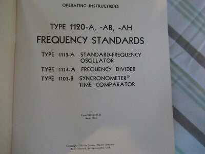 Collectable Rare General Radio Gr 1120-A Frequency Standard Manual 1963