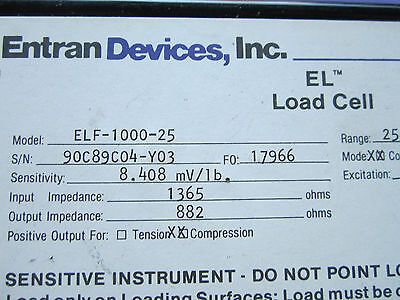 ENTRAN DEVICES FORCE LOAD CELL 25 LBS ELF-1000-25 SENSOR