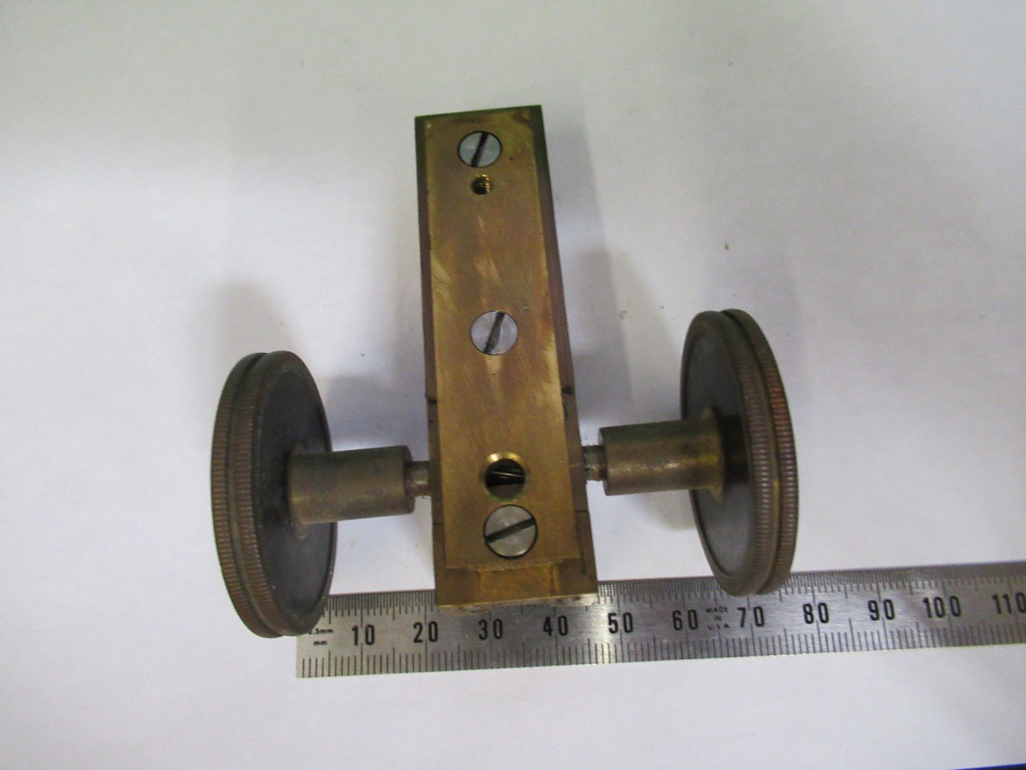ANTIQUE BRASS BAUSCH LOMB KNOBS MACRO ADJUST MICROSCOPE PART AS PICTURED W3-C-02