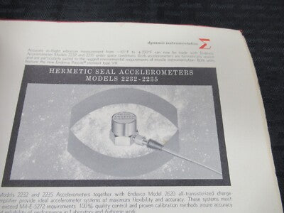 ENDEVCO VINTAGE INSTRUCTIONS MANUAL ACCELEROMETER 2200 AS PICTURED &50-FT-06