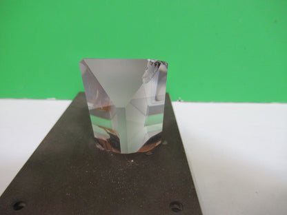 OPTICAL GLASS PRISM MOUNTED [chipped] MICROSCOPE OPTICS PART AS PICTURED 98-A-01