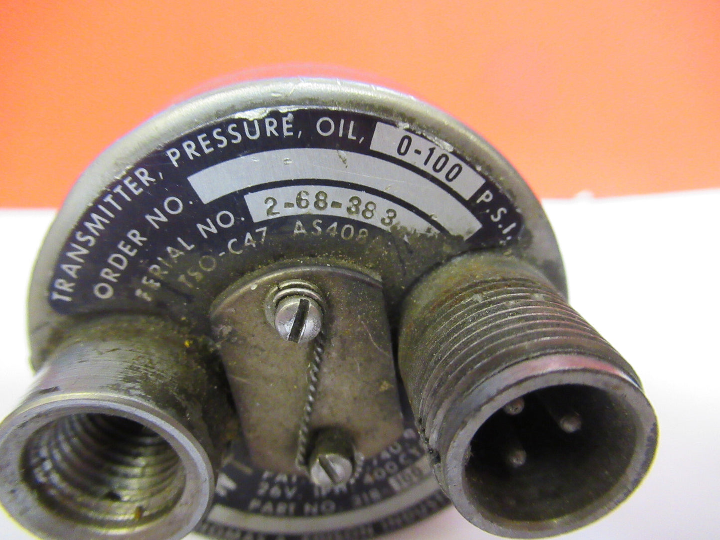 EDISON PRESSURE TRANSDUCER 318-100 PSI AIRCRAFT INSTRUMENT S4-B-52