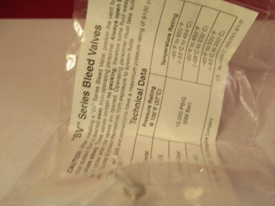 Swagelok Whitey SS318 Bleed Valve ??? Purge