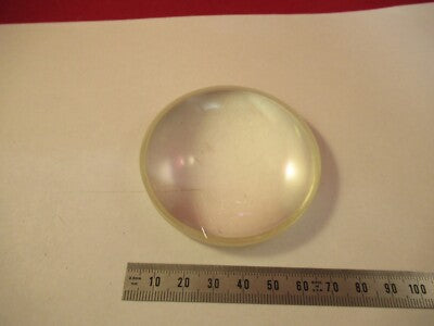 LARGE MIL SPEC OPTICAL YELLOWISH GLASS BI CONVEX OPTICS AS PICTURED &9-FT-37